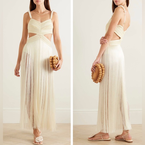 PatBO Fringe Beach Dress with Pearl Straps - Picture 3 of 13